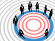 Business people on targeted marketing circle
