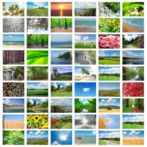 Photo: Collage of many nature photos Collage of many nature photos