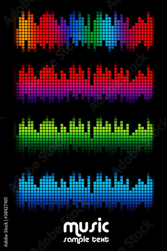 Vector: colored music spectrum set colored music spectrum set