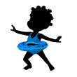 Little African American Swimsuit Girl Illustration Silhouette
