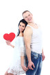 Happy smiling couple in love. Over white background Happy smiling couple in love. Over white background