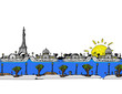 The artist city of Paris comic strip drawing illustration The artist city of Paris comic strip drawing illustration