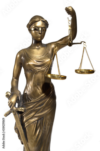 Photo: Lady of Justice on white background Lady of Justice on white background