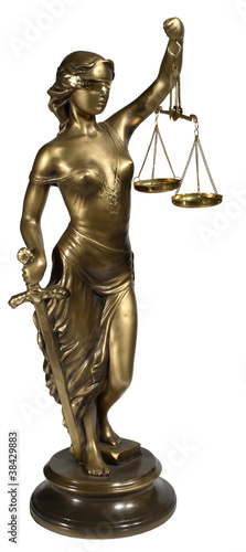 Photo: Lady of Justice on white background Lady of Justice on white background