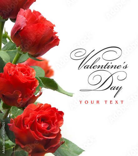 Photo: art greeting card with red roses isolated on white background art greeting card with red roses isolated on white background