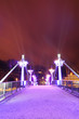 Purple illuminated bridge in Turku