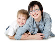 The boy with sister isolated
