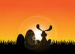 Osterhase mit Ostereier im Gras