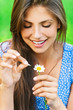 Woman wonders on flower