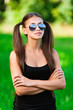 portrait of pretty young lady wearing sunglasses