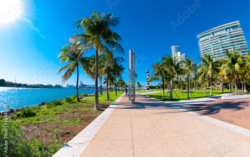 Photo: Beautiful park South Pointe in Miami Beach, Florida Beautiful park South Pointe in Miami Beach, Florida