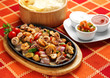 Fajita with schrimps, calamari, mushrooms, and vegetables