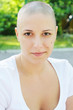 Funny hairless girl, outdoors portrait