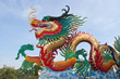 Colorful dragon statue on blue sky