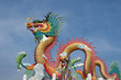 Colorful dragon statue on blue sky