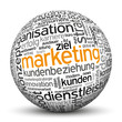Marketing, Kunden, Werbung, Kugel, 3D, wordcloud, tagcloud, SEO