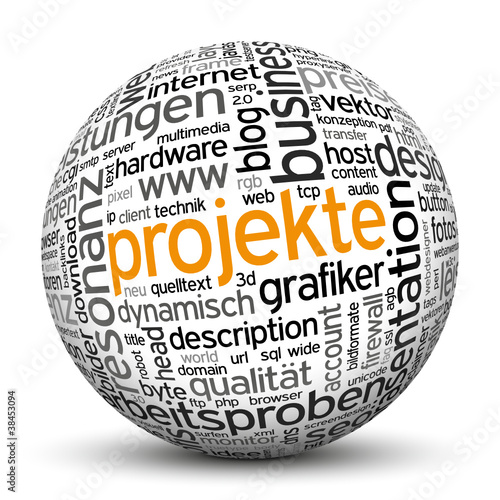 Vektor: Projekte, Webdesign, www, Kugel, 3D, wordcloud, tagcloud, SEO Projekte, Webdesign, www, Kugel, 3D, wordcloud, tagcloud, SEO