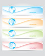 set of banners with world maps