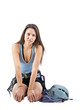 Girl in climbing equipment