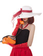 Photo: Fashion girl in retro style with vintage phone Fashion girl in retro style with vintage phone