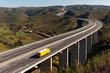 Yellow truck in bridge