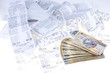 Foto: Money and receipts isolated on white background Money and receipts isolated on white background
