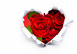 Art bouquet of red roses and the paper hearts on Valentine's Day