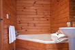 Bathroom interior of mountain lodge apartment