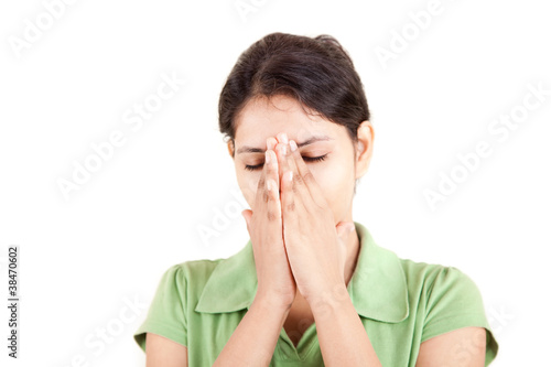 Photo: Indian girl in sneezing Indian girl in sneezing
