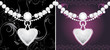 Silver hearts with diamonds on the decorative background