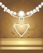 Golden heart with diamonds and strasses