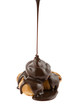 flowing down chocolate on Profiteroles flowing down chocolate on Profiteroles