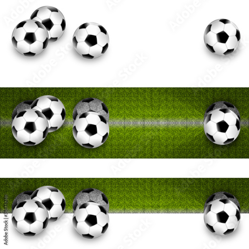 Illustration: 3x Fußball - Banner/Footer/Leiste 3x Fußball - Banner/Footer/Leiste