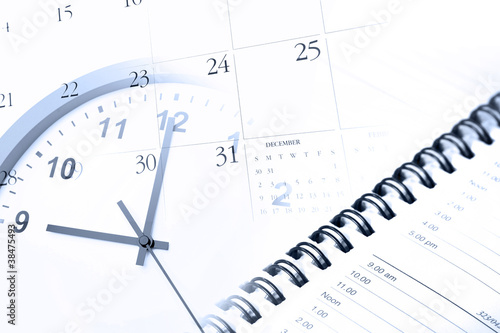 Illustration: Stationery and clock Stationery and clock