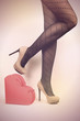 Girl with heart shape bag