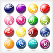 big set of colorful bingo or lottery balls