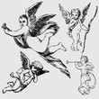 set of various angels or cupids