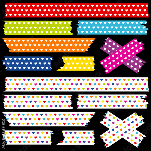Vektor: Tape Set Hearts Rainbow Colours Tape Set Hearts Rainbow Colours