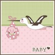 Baby girl arrival card, vector