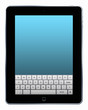 tablet pc with the keyboard on a white background