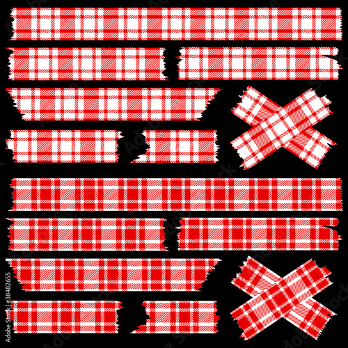 Vektor: Tape Set Check Pattern Red/White Tape Set Check Pattern Red/White