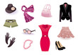 Vector set of clothes and accessories for Women