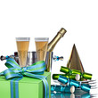 Festive Holiday Champagne In Silver Bucket Wine Cooler For Roman