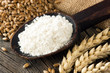Flour in wooden spoon