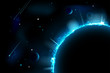 Abstract space scene - planets and asteroids. Vector file.