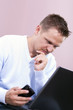 Young man working on the computer.