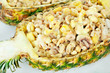 Shrimps served in ananas with cashew