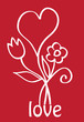 Red card with heart and  flowers