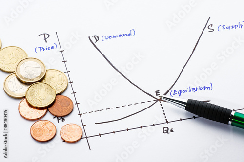 Photo: Supply and demand chart drawn on a paper Supply and demand chart drawn on a paper