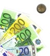 detail euro notes, and italian coin detail euro notes, and italian coin